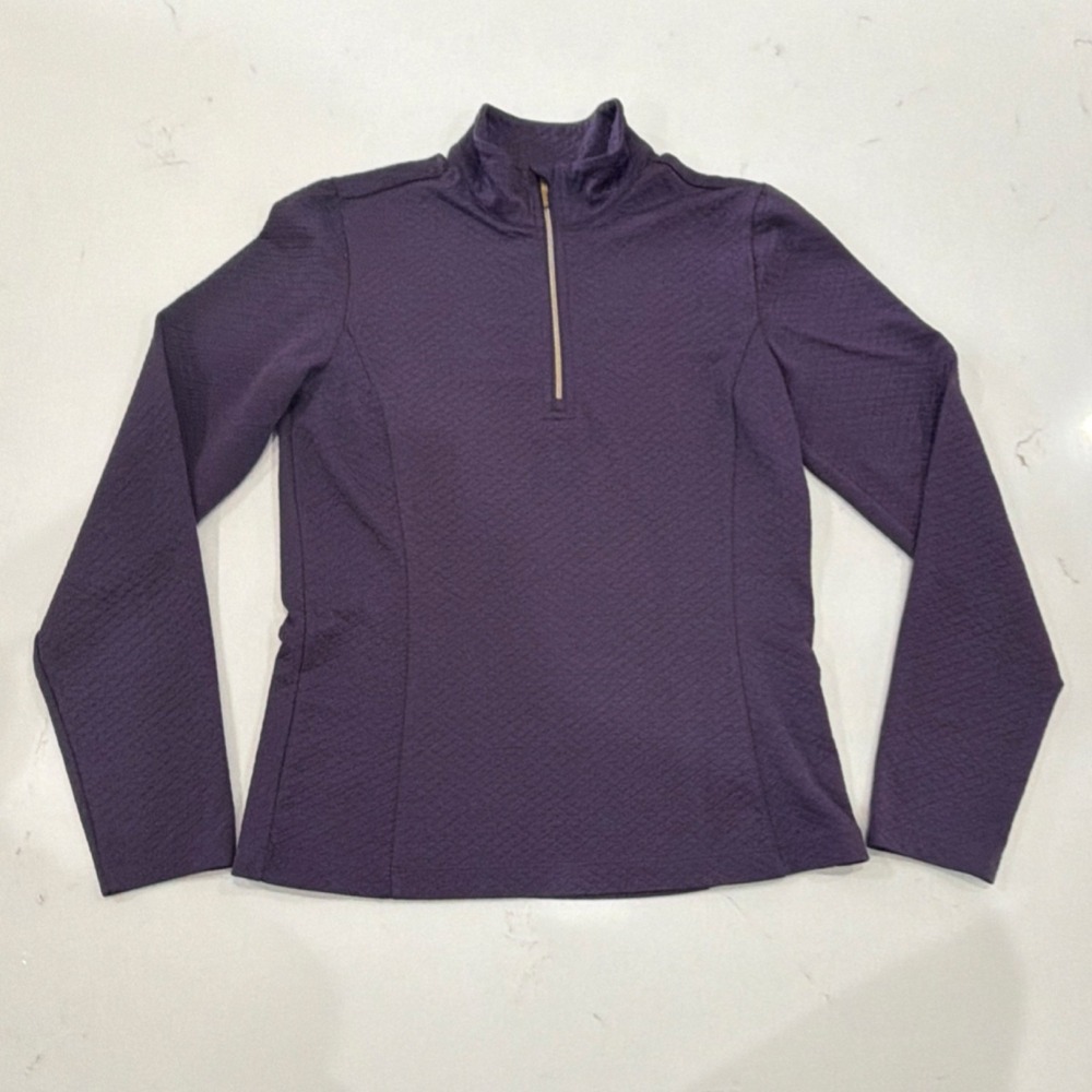 Lady Hagen Essentials 1/4 Zip Mock Neck Long Sleeve Pullover Purple XS Women